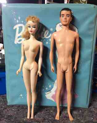 Vintage Antique very early Mattel barbie and ken doll Lot with clothes
