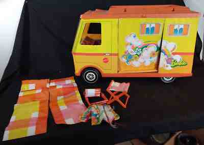 1970 Old Vtg Collectible Mattel Barbie Country Camper RV Van Toy W/ Accessories