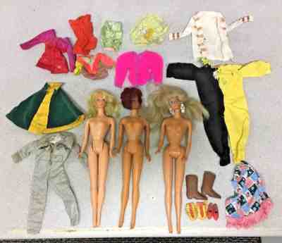 3 Barbie Dolls Marked 1966 Ken Clothes & Accessories Japan Taiwan China