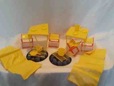 Vintage 1971 Mattel Barbie Yellow Camp Out Camping Set Tables Stools Campfires 