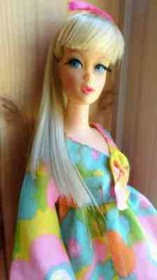 VINTAGE BARBIE MOD 1967-68 Sunkissed Blonde TNT FLOWER WOWER DRESS HEELS WOW