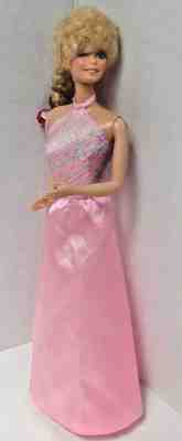 Vintage 1966 BARBIE Pink Gown -Twist N Turn- Knees Bend- Made In Philippines