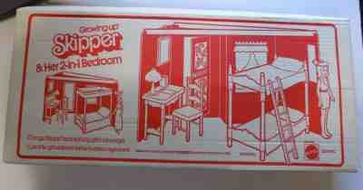 Mattel Barbie SKIPPER 2-IN-1 BEDROOM  & STUDY 2 Room 1ll Playset MIB 1975 Unused