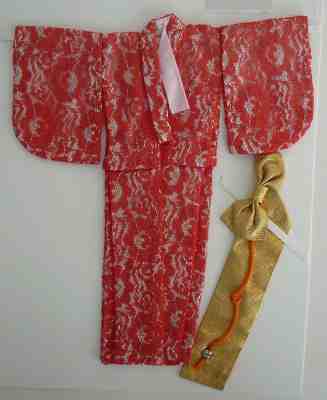FRANCIE RED & SILVER LACE KIMONO - JAPANESE MARKET EXCLUSIVE - 1967 - (BARBIE)