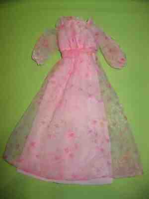 VINTAGE Doll 1978 Superstar Era KISSING BARBIE Original DRESS Sheer Pink Floral