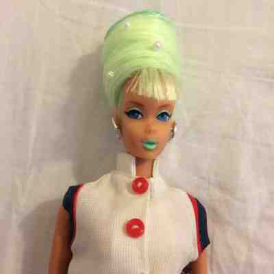 mod TNT barbie OOAK green hair reroot 60s gogo twist n turn beehive vintage