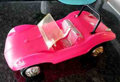 VTG Rare Barbie doll toy Dune Buggy car in Bright Mod Pink Color Over 16" Long! 