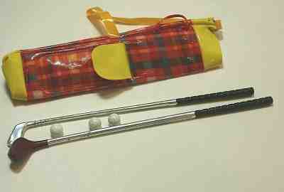Vintage Barbie Doll Golfing Greats, Ken PAK Golf Gear Bag, Clubs & 3 Balls, EXC