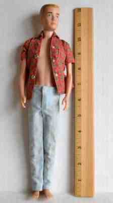Vintage 1962 Blonde KEN BARBIE's Boyfriend DOLL in Mid Century Shirt & Jeans 