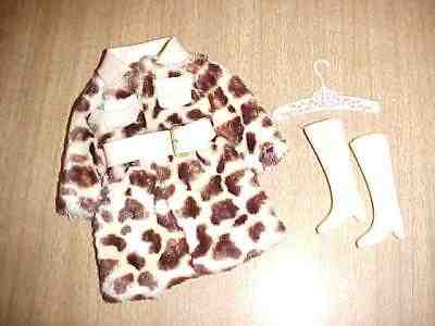Vtg 1960's #1240 Barbie Francie Doll PONY COAT w Bonus Boots! Outfit FREE SHIP!
