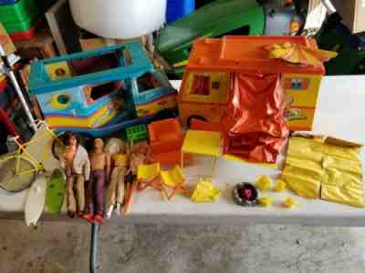  Vintage Doll Barbie COUNTRY CAMPER Beach Bus Dolls Ken Many Accessories 1970