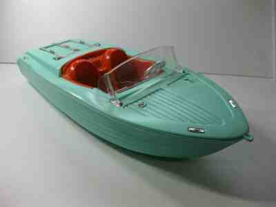 VINTAGE 1964 Mattel Irwin BARBIE MIDGE KEN 21" SPEED BOAT Aqua & Orange