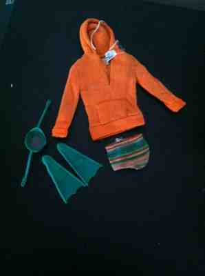 Barbie Vintage Ken Scuba Diving Orange Hoodie Striped Pants & Mask Fins
