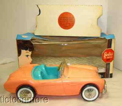 VINTAGE BARBIE DOLL PINK AUSTIN HEALY SPORTS CAR CONVERTIBLE IRWIN VEHICLE & BOX