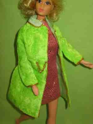 VINTAGE Barbie MOD Fashion 1969 VELVET VENTURE #1488 Brocade DRESS & COAT Outfit