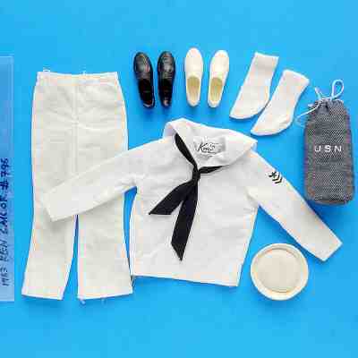 1963 #796 SAILOR KEN OUTFIT w/ HARD-TO-FIND TIE & USN DUFFEL BAG ~ BARBIE