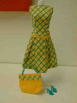 Vintage Barbie Color Magic Fashion Designer Dress, Purse & OT Heels JAPAN 1966 