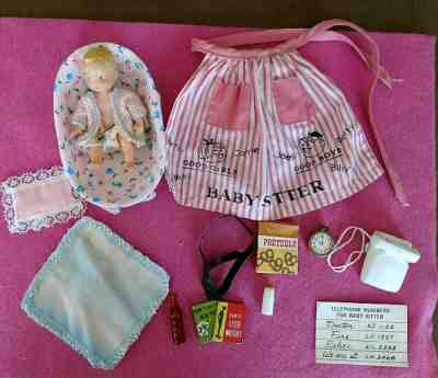 VINTAGE BARBIE "BABYSITS" NEAR COMPLETE IN AMAZING CONDITION!  NEAR MINT TO MINT