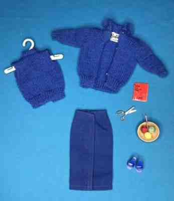Vintage Barbie #957 Knitting Pretty Blue 1963 Skirt Sweater Excellent Complete