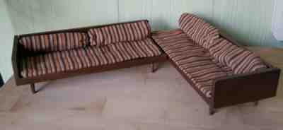 2 Vtg 50s Mattel MID CENTURY MODERN Wood SOFA Japan MCM barbie doll furniture