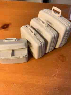 Vintage Barbie Doll Luggage 1960s 4 pc  Off White Samsonite Travel Suitcases Set
