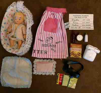 VINTAGE BARBIE "BABYSITS" NEAR COMPLETE IN AMAZING CONDITION!  NEAR MINT TO MINT