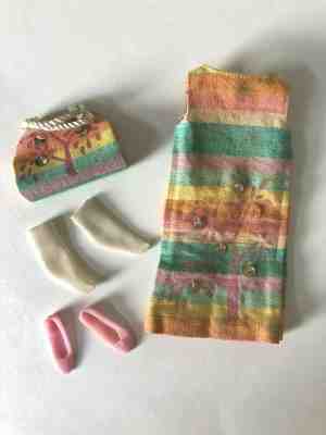 Vintage Skipper 1960s SUNNY PASTELS 1910 Complete Outfit Barbie Doll Purse Socks