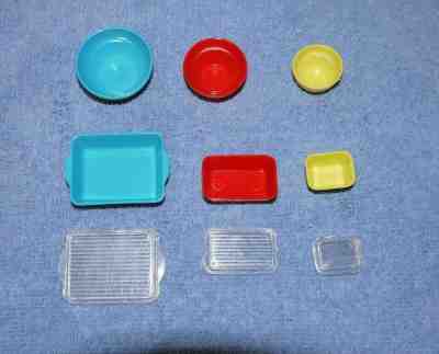 Vintage Barbie Pyrex Refrigerator Dishes, Nesting Bowls Banner Very Rare Mint