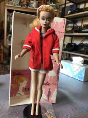 Beautiful Vintage 1960’s #3 Blonde Pink Silhouette Dressed Box Ponytail Barbie