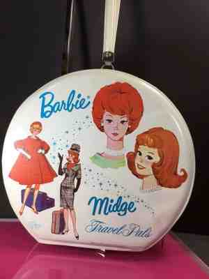 Vintage Mattel 1964 Barbie Midge Travel Pals Vinyl Doll Accessory Case ~ White 