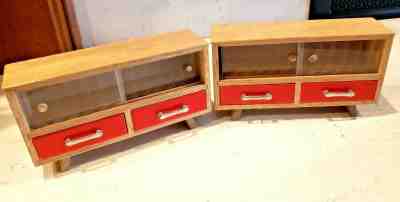 JAPAN 1960's Barbie Doll Wood Furniture RARE Mid Century Modern SIDE TABLES