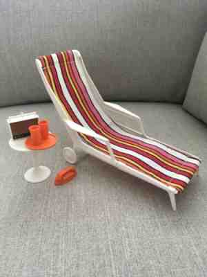 Vintage Barbie Go Together Patio  Furniture Chaise Lounge Table Radio Phone Tray