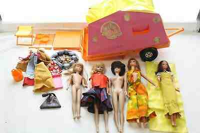 Vintage Barbie 1960s Dolls with 1963 Skipper, 1972 Camping Accessory
