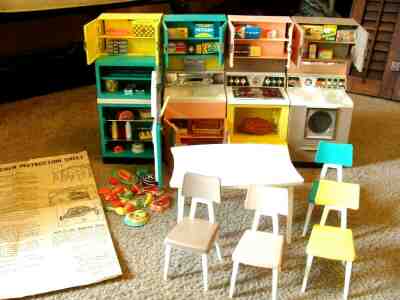 Vintage 1960's Barbie Dream House Kitchen Appliances + Accessories & Instruction