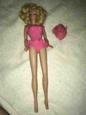 MISS BARBIE 1964  Rare. Blonde Wig Glued On. Swimsuit Swim Cap - For Repair