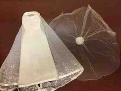 Vintage Mattel HTF Barbie #1849 WEDDING WONDER DRESS/overlay & VEIL W/clip