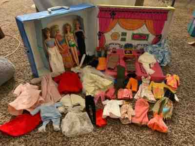 Vintage Barbie and Stacey Sleep 'n Keep case w/ 4 dolls, clothes, & accessories