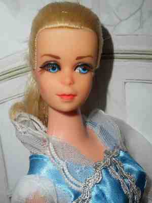 Vintage Barbie TRULY SCRUMPTIOUS DOLL IN MARIE OSMOND BLUE SILVER GOWN + HEELS