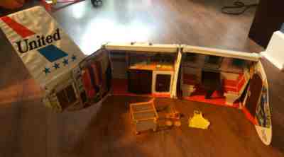 Large Barbie's Friend Ship United Airlines Folding Airplane, Near Mint Condition