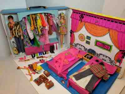 Large Vintage Barbie Collection 1960's Sleep n Keep Case + PJ + Ken + Clothes 