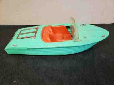 1964 Mattel Irwin 21" Speed Boat for Barbie & Ken - Aqua & Orange - Rare Vintage