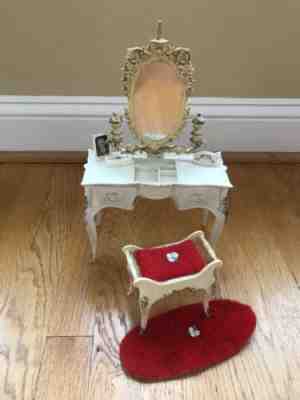 VINTAGE BARBIE SUSY SUZY GOOSE FURNITURE VANITY / MIRROR / BENCH & ACCESSORIES