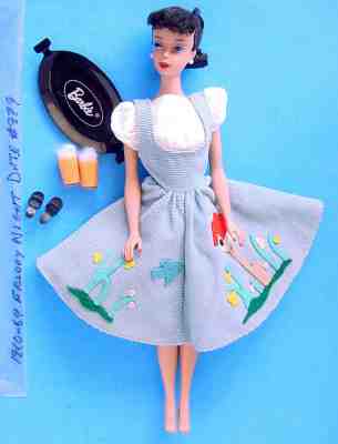 1960 BRUNETTE #4 PONYTAIL BARBIE in #979 FRIDAY NIGHT DATE OUTFIT GREAT HAIR!