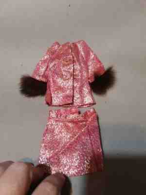 Vintage Barbie Outfit Sears Exclusive Golden Groove Top With Fur And Skirt