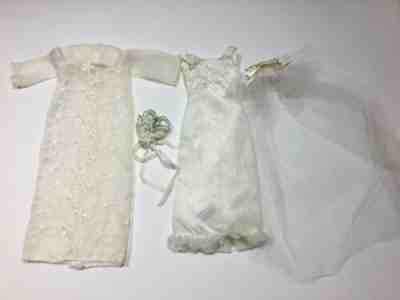 HTF Vintage Barbie Francie  NM #1217 DREAMY WEDDING DRESS OVERLAY VEIL BOUQUET 