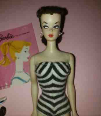 HAND-PAINTED SALESMAN'S BRUNETTE #1 BARBIE, MIB Vintage 1959. All Original MQ!!