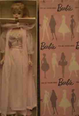 Vintage Mattel Barbie #3 Blonde Ponytail Doll in Pink Silhouette Box & Negligee