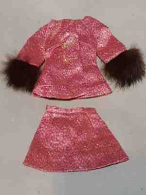 Vintage Barbie Outfit Sears Exclusive Golden Groove Top With Fur And Skirt