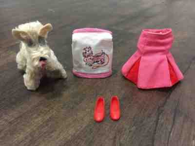 VINTAGE BARBIE SKIPPER DOG SHOW #1929 TOP SKIRT RED FLATS JAPAN DOG