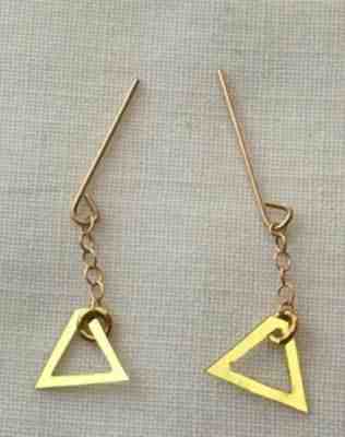 Vintage Barbie Evening In #3406 Gold Tone Triangle Drop Earrings REPRO  247-21